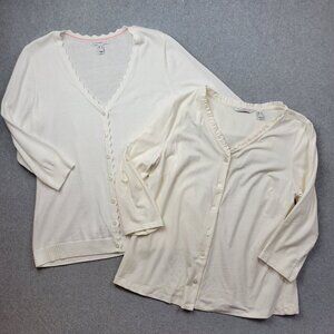 Isaac Mizrahi Womens Cardigan Size Medium White Shirt Cardigan Button Front